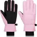 Boao Kids Winter Ski Gloves Waterproof Warm Snow Mittens Full Finger Gloves for Toddlers Infants (5 - 10 Years, Pink)