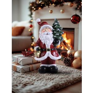 Resin Christmas Santa Carrying Christmas Tree Clearance,7 Inch Adorable Hand-Painted Tabletop Collectible Figurines Christmas Decorations for Home and Garden (Xmas)