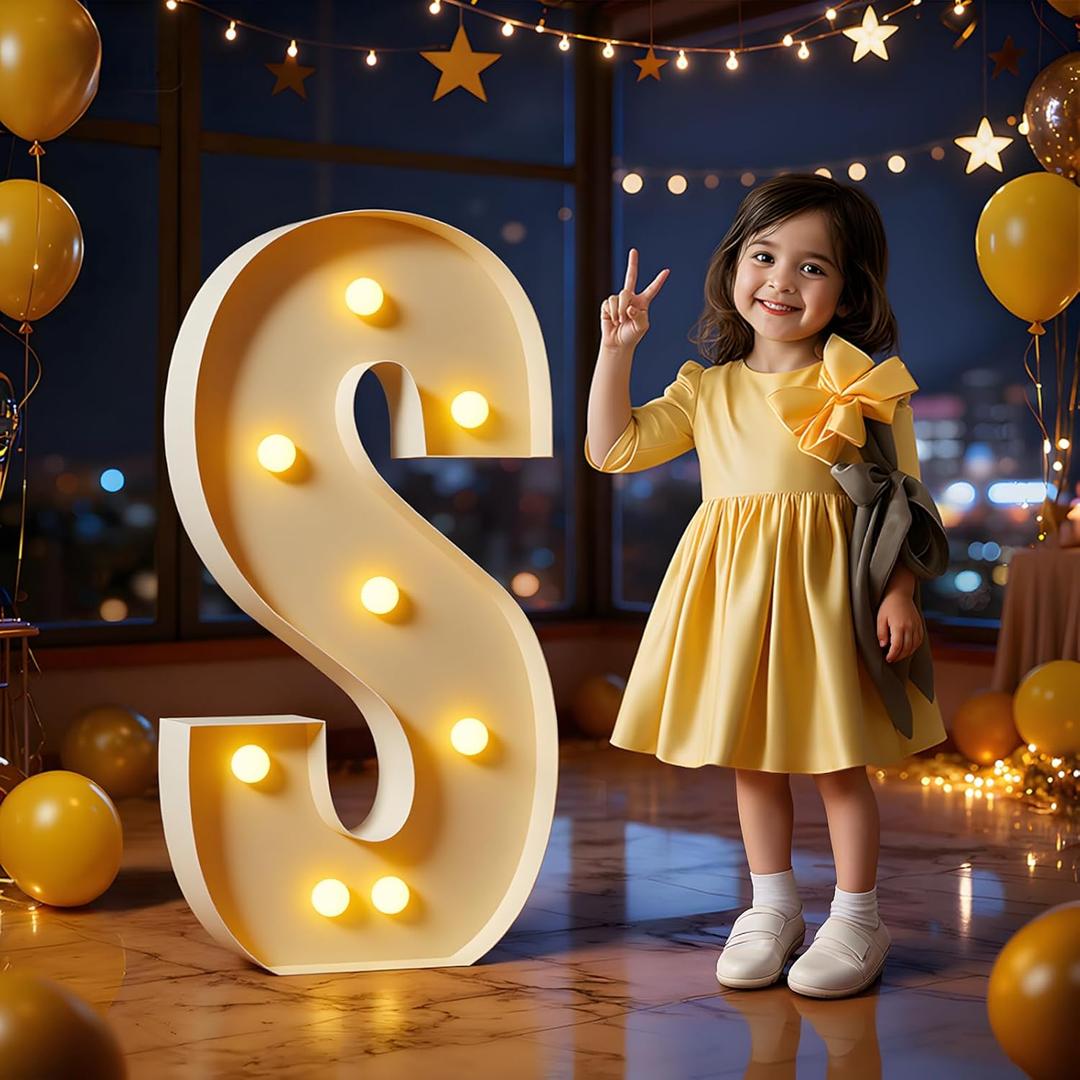 Marquee Letters 3 Feet Tall Large Light Up Letters S Wedding Mr and Mrs Sign Marry Me Engagement Party Decor Yellow Light Birthday Decorations Balloon Arch Kit Foam Sign S