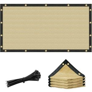 Amgo 2' x 4' Beige Custom Size Shade Cloth with Grommets - 90% Sunblock, Durable Mesh Fabric Tarp for Dog Kennel Cover, Fence Privacy Screen, Greenhouse, Chicken Coop & Pet Playpen