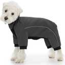 Four Leged Dog Winter Coat, Fullbody Warm Fleece Dog Jacket, Reflective Puppy Cold Weather Coats with Leash Hole & Drawstring, Back Zipper Water-Resistant Doggie Winter Clothes (X-Large, Dark Grey)