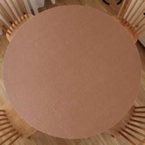 Round Fitted Tablecloth with Elastic Edge, Waterproof Plastic Table Cloth, Flannel Backed Vinyl Tablecloths Fits 27" - 32" Round Tables for Dining, Camping, Indoor and Outdoor, Dark Coffee