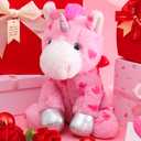 Stuffed Unicorn Animal Love Plush Toy with Hearts and Bow for Valentine,Soft Small 11.8" Sweet Plushie,Gifts for Girls