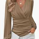 GRACE KARIN Long Sleeve Blouses for Women Dressy Casual, Wrap Tops Work Shirts, 2026 Spring Business Outfits, Large