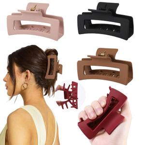 4 PCS Silicone Flexible Hair Claw Clips for Women, Cloud Soft Clips, Hair Claw Clips for Hat, Jumbo Claws clips for Thick Hair, Unsnappable Non-slip Rectangle Hair Clips