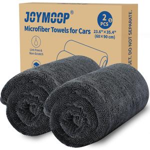 JOYMOOP Microfiber Towels for Cars, 2 Pack 35.4" x 23.6" Car Drying Towel, Dark Gray Reusable Car Towel, Quick Drying Car Microfiber Cleaning Cloth for RVs, SUVs, Trucks