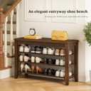 Taitiy Shoe Bench Storage Rubberwood, Entryway Bench with 3-Tiers Height Adjustable, Shoe Rack Front Door Entrance Organizer for Hallway Living Room, Mudrooms, Walnut,31.5"