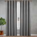 SUN+BLK Nantes Luxury Insulated Total Blackout Grommet Single Curtain Panel, Noise Reducing, Light Blocking, Grey, 52x63