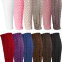Geyoga 12 Pairs Women Leg Warmers for Winter, Cable Knit Knee High 80s Plus Size Leg Warmers for Boot Yoga Socks Ballet Dance(Mixed Colors)
