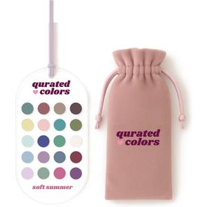 Seasonal Color Analysis Swatch Card - 12 Subseason Options on Acrylic Card with Velvet Pouch (Soft Summer)