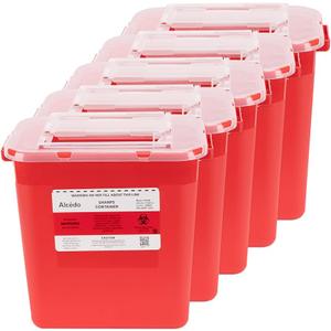 Alcedo Sharps Container for Home Use 2 Gallon (5Pack), Biohazard Needle and Syringe Disposal, Professional Medical Grade