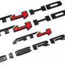 Mnneryss 6PCS Black Red AT4 HD Emblems Sierra Letters Compatible with 2019-2024 Sierra 2500HD 3500HD (Black Red)