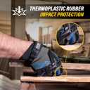 Performance Gloves, Synthetic Leather Palm, Thermoplastic Rubber Touchscreen-Compatible (Large, Blue)