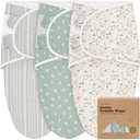 KeaBabies 3-Pack Organic Baby Swaddle Sleep Sacks - Swaddles for Newborns, Infant 0-3 Months, Baby Girls, Boys, Soft & Snug Newborn Sleep Sack, Nursery Swaddling Blankets (Prairie)