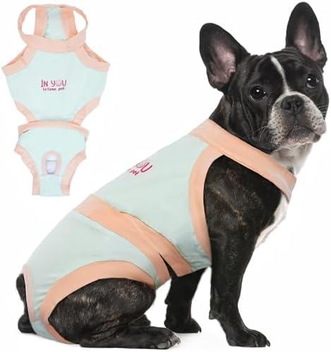 PUMYPOREITY Escape Proof Dog Diapers - Reusable, Washable, French Bulldog & Female/Male Period Diapers - Blue, XL