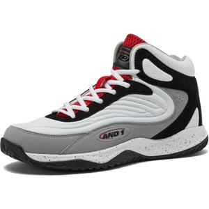 AND1 Pulse 3.0 Basketball Shoes for Men, Indoor or Outdoor, Street or Court Basketball Sneakers Men - Black, Red, or White - White/ Medium Grey/ Black, Size: 12.5 Women/11 Men