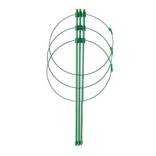 JNYB Peony Support Frame Plant Climbing Frame 2Pack 3 Ring Plant Stick Support 45cm Garden Potted Flowers Plants Climber for Traction of Iron Line Lotus,Circle Diameter 28cm