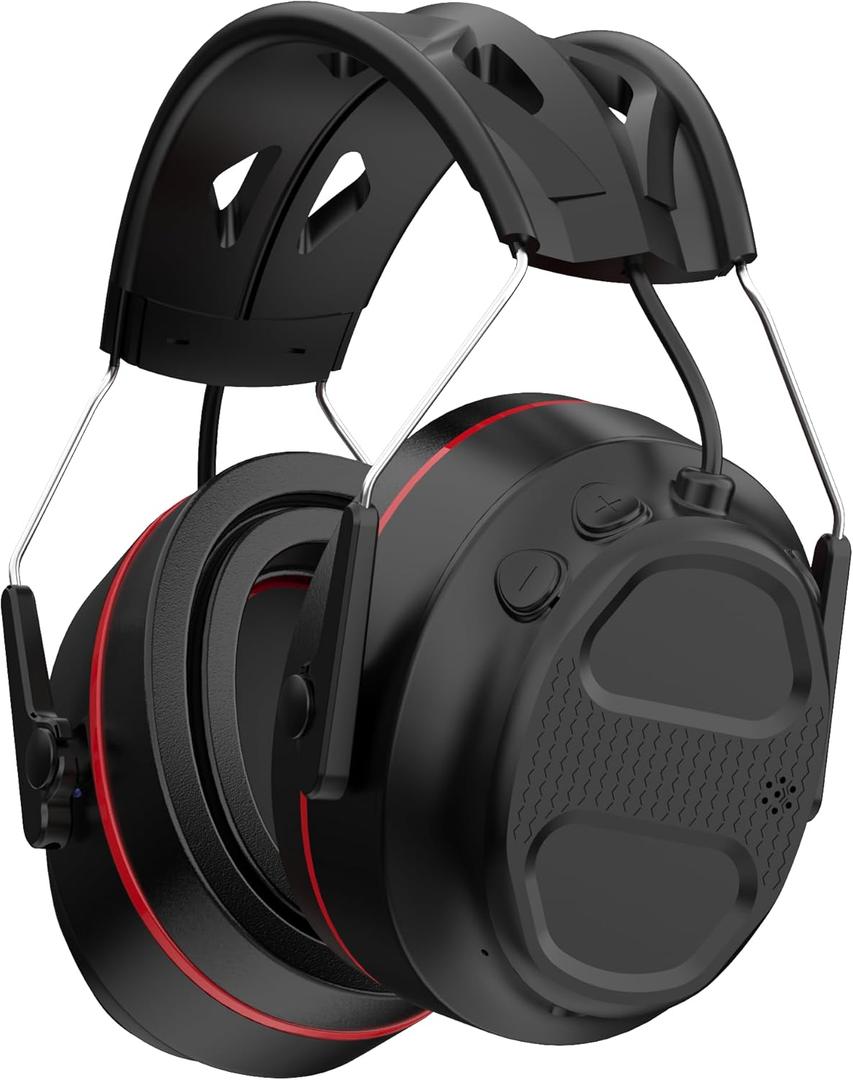 Bluetooth 5.4 Hearing Protection Gel Headphones with 1200mAh Rechargeable Battery, 120H Working Time, 30dB SNR, Ear Muffs with Larger Buttons for Easy Operation, Superior Stereo Sound Quality