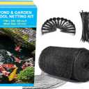 Pond Netting, 15 x 20FT Heavy Duty Pond Net for Koi Ponds, Garden Pool Fine Mesh Netting Kit for Leaves, Protects Koi Fish from Birds Cats Predators, with 14 Stakes and 30 Cable Zip Ties