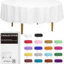 D&Z Plastic Table Cloth Disposable, 12 Pack White Round Tablecloth Individually Wrapped for Indoor & Outdoor, 84 Inch Table Cover for Party, Picnic, Birthday, Wedding & Dinner