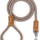 Mile High Life | Premium Leather Dog Leash | Strong Rope Leash | Leather Handle | Zinc Alloy Strong Clasp | Small Medium Large Dogs | 4/5/6 Feet(Brown, 60 Inch (Pack of 1))
