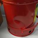 Justrite 6 Gallon Galvanized Steel Oily Waste Can, 16" x 12" Metal Oil Rag Safety Can With Foot Operated Self-Closing Lid for Oil Rag Disposal, Made in the USA, Red, 09100