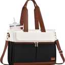 LOVEVOOK Upgrade Version Work Bags for Women 15.6 Inch Laptop Bag Large Capacity Multiple Pockets Teacher Bag Water Resistant Canvas Tote Bag Purse for Office Travel College Nurse Teacher, Black Brown