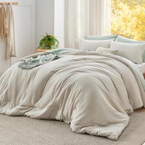 Bedsure Super King Comforter Set, Beige Soft Prewashed Bedding for All Seasons, 3 Pieces GentleSoft Bed Set, 1 Lightweight Comforter (120"x120") and 2 Pillowcases (20"x36")