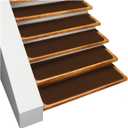 House, Home and More Set of 15 Skid-Resistant Carpet Stair Treads - Chocolate Brown - 9 Inches X 36 Inches