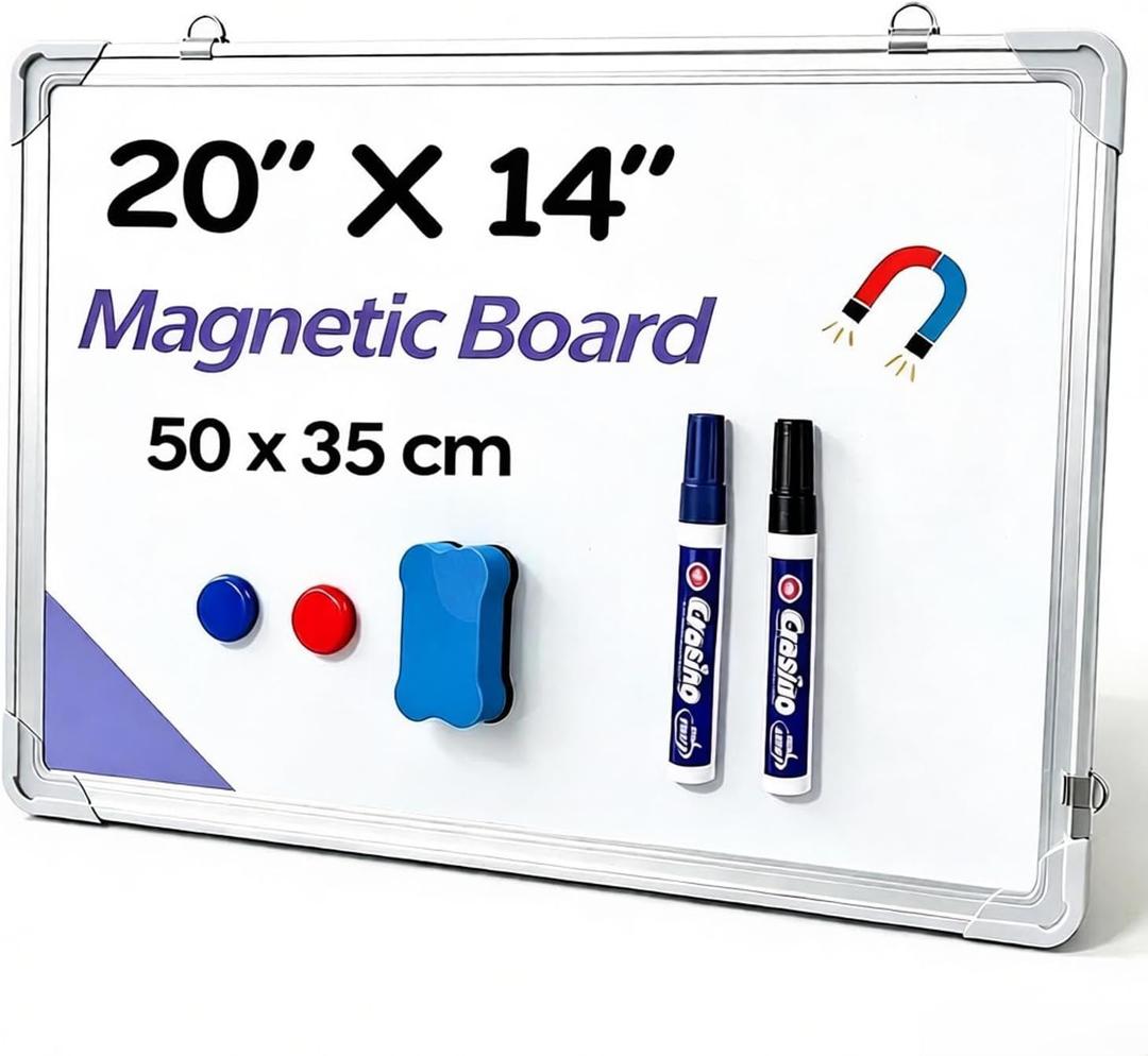 Dry Erase White Board, 20x14Inch (50x35cm) for Wall Whiteboard Aluminum Frame Hung for Kids Draw and Write Teach