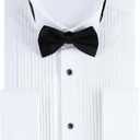 Gollnwe Tuxedo Shirts for Men Wing Collar French Cuff with Cufflinks and Bow Tie (Large, White)