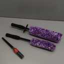 4 Pack Wheel Tire Cleaning Brush Kit Cars Motorcycles RVs Trucks Rim Hub Ultra Soft Microfiber No Spatter 360 Bendable Synthetic Woolies Wash Vehicles Bristle Set (Purple & White)