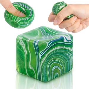 3 x 1 Pcs Stress Cube Bulk Ice Cube Stress Ball Anxiety Relief Soft Squeeze Sensory Ball for Party Favors Prizes Goodie Bag Stuffers (Emerald Green), 1.38 inches