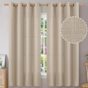 BGment Curtains 63 Inch Length 2 Panels Set for Bedroom, Grommet Thick Linen Look Burlap Textured Light Filtering Privacy Window Drapes for Farmhouse Living Room, 55 x 63 Inch, Oatmeal