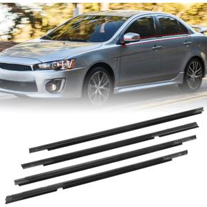 4Pcs Weatherstrip Window Moulding Trim Seal Belt Compatible with Mitsubishi Lancer 2008-2017 Car Outer Door Window Seal Belt Replaces# 5727A005 5727A006 5757A017 5757A018