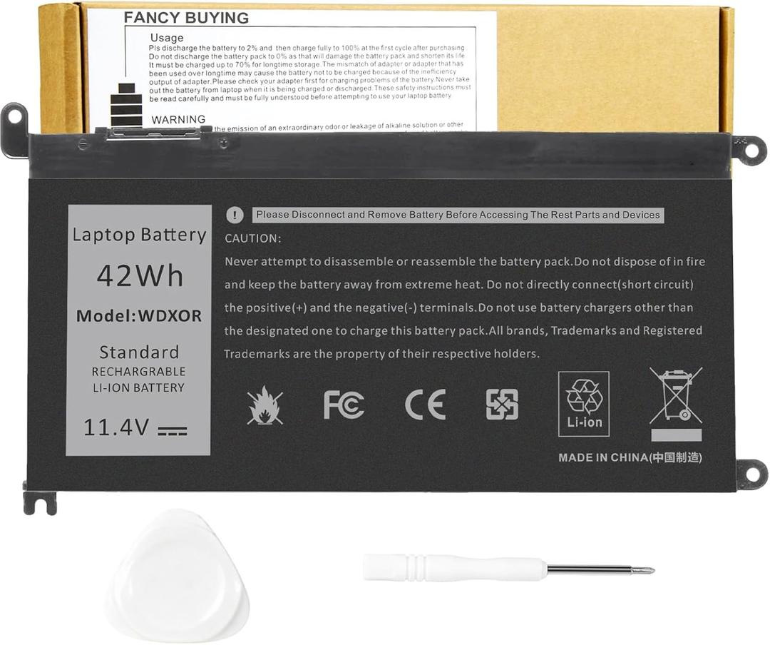 WDX0R 42Wh Laptop Battery Replacement for Dell Inspiron 13 15 5000 7000 Series 5567 7573 5570 7579 7378 5565 5379 5378 Latitude 3490 3590 3340 3400 3390 3500 3190 Vostro 5468 5568 P69G 3CRH3 WDXOR
