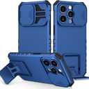 Case Compatible for iPhone 15 Pro/iPhone 14 Pro Dimensional Bracket Sliding Window Mobile Phone Case Shockproof Protective Phone Cover for iPhone 15 Pro/iPhone 14 Pro Military Cases Blue