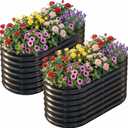 AHEONLAR 2 Pack 4x2x2ft Galvanized Raised Garden Bed Outdoor, Oval Sturdy and Durable Planter Boxes for Vegetables, Fruits, Flowers and Plants, Easy Assembly, Black, 4x2x2ft