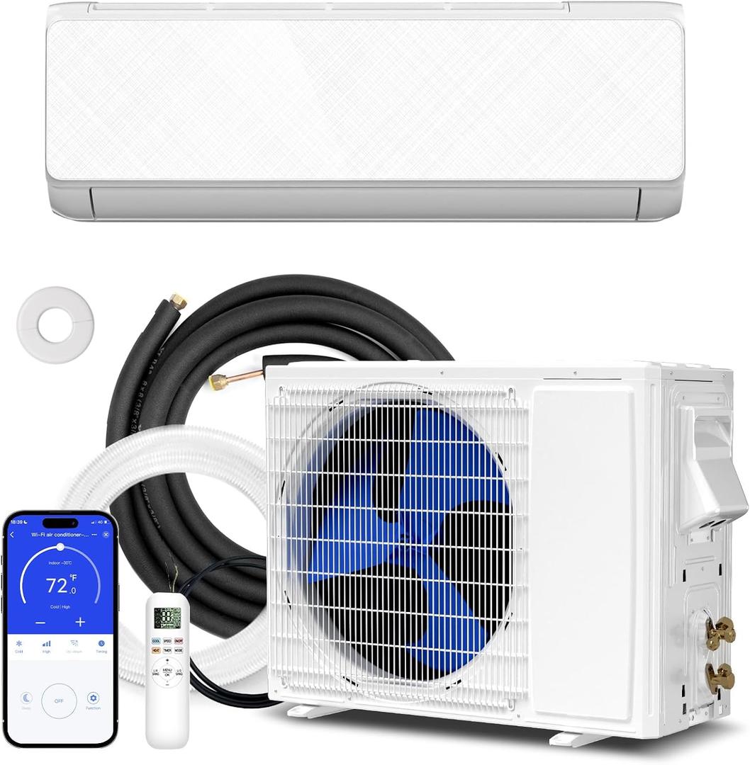 ZAFRO Wifi Enabled 12000 BTU 115V Mini Split Air Conditioner with Inverter, 22 SEER2 Energy Efficient Air Conditioner, Fast Cooling & Heating System, Cools Up to 750 Sq. Ft (White)