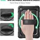 SEYMAC Case for Samsung Galaxy Tab A9+/ A9 Plus Case 11" 2023 (SM-X210/X216/X218), Heavy Duty Shockproof Protective Case with Screen Protector, Rotating Stand and Hand/Shoulder Strap, Black
