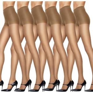 Hanes Silk Reflections Women's Control Top Pantyhose 6-Pack, EF