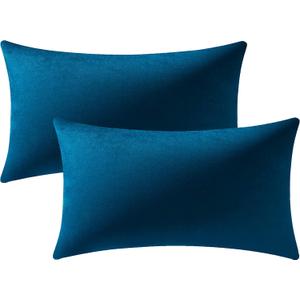 Lumbar Pillow Covers 12x20 Midnight Blue: Pack of 2 Cozy Soft Velvet Rectangular Modern Luxury Decorative Throw Pillow Cases for Sofa Couch Living Room Bed Home Decor