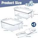 Havawish 4 Pcs Ice Storage Bin for Freezer with Lid and Flexible Scoop Set Plastic Ice Container with Lid Handle for Home Office Fridge Storage (12.4 x 8.07,12.4 x 5.91 Inches,Clear) (EXP 07/22/26)