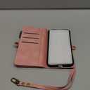 Defencase Compatible with iPhone 16 Plus Case Wallet with RFID Blocking Card Holder for Women Men, PU Leather Magnetic Snap Flip Zipper Strap Wallet Phone Case Fit for iPhone 16 Plus 6.7", Rose Pink