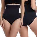 MUEE Women's Shapewear Tummy Control High Waisted Control Panties Butt Lifting Thong Shapewear Shorts (Beige, L)