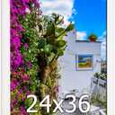 Wood 24x36 Poster Frame White, Modern Natural Woodgrain 36x24in Picture Frame, Rustic Wooden 24 x 36 inch Gallery Wall Photo Poster Frame with HD Plexiglass, Horizontal Vertical Wall Mounting Display