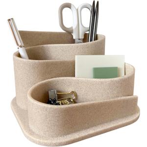 OAKOA Aesthetic Desk Organizer - Aesthetic Office Desk Accessories - Boho Pen Holder - Neutral Beige Desk Accessories - Home Office Essentials for Women - Cute Pencil Holder
