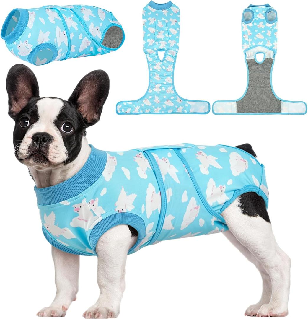 Kuoser Recovery Suit for Dogs Cats After Surgery, Professional Pet Recovery Shirt Dog Abdominal Wounds Bandages, Substitute E-Collar & Cone,Prevent Licking Dog Onesies Pet Surgery Recovery Suit (M (Back:13.4-16.1'', Weight:14-25 LB), Fly Piggy)