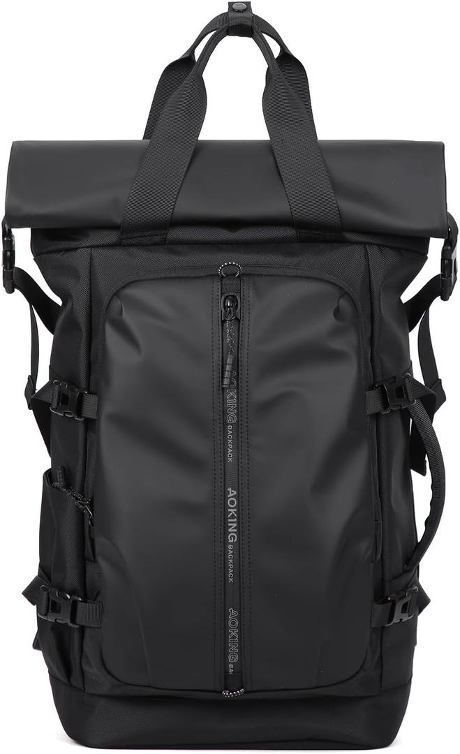 Rolltop Backpack, Travel Rucksack for Men Women, Anti Theft Backpacks with 15.6-inch Laptop Compartment, Waterproof Casual Daypack for Work, Business, Commuter and College
