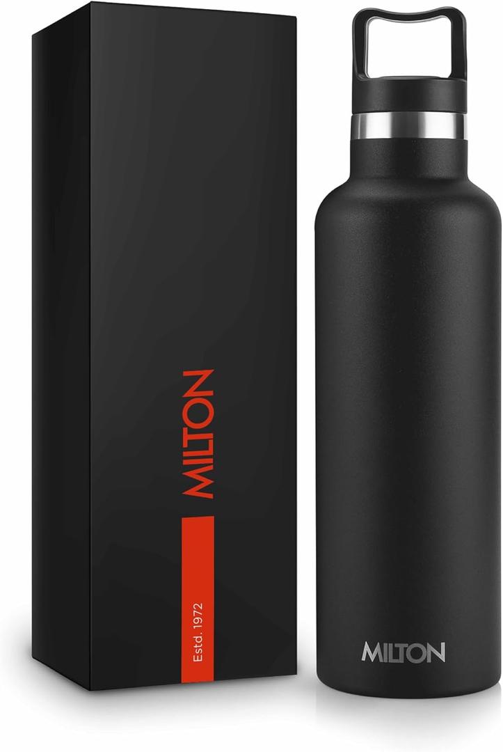 Milton 24 oz Stainless steel insulated water bottle, Leakproof, 12 hours Hot, 24 hours cold, Double Walled Vacuum Metal Flask for Sports, Gym, Travel friendly, Dishwasher Safe, Haruki 800